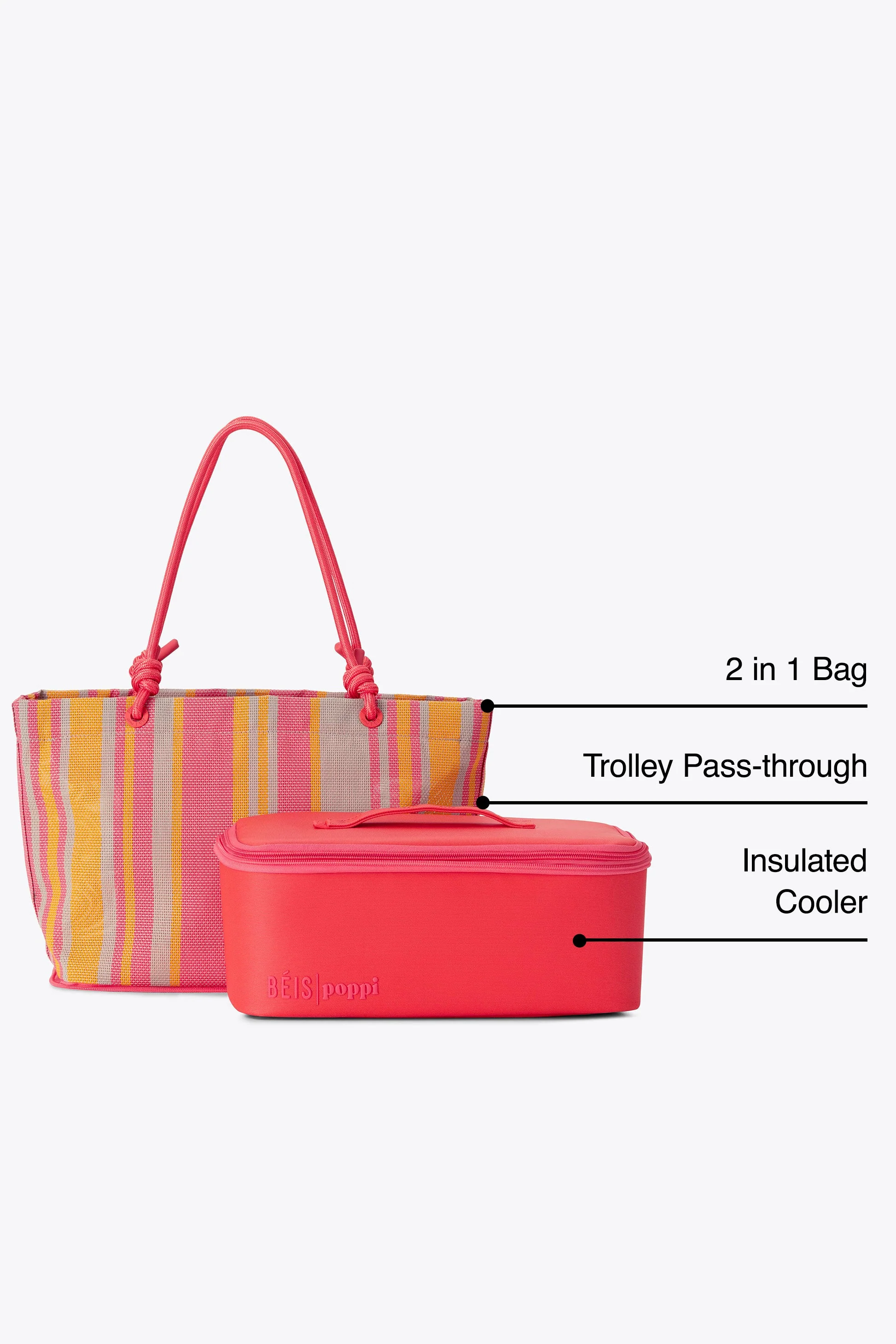 BÉIS x poppi The Cooler Tote in Juicy Stripe - Image 2