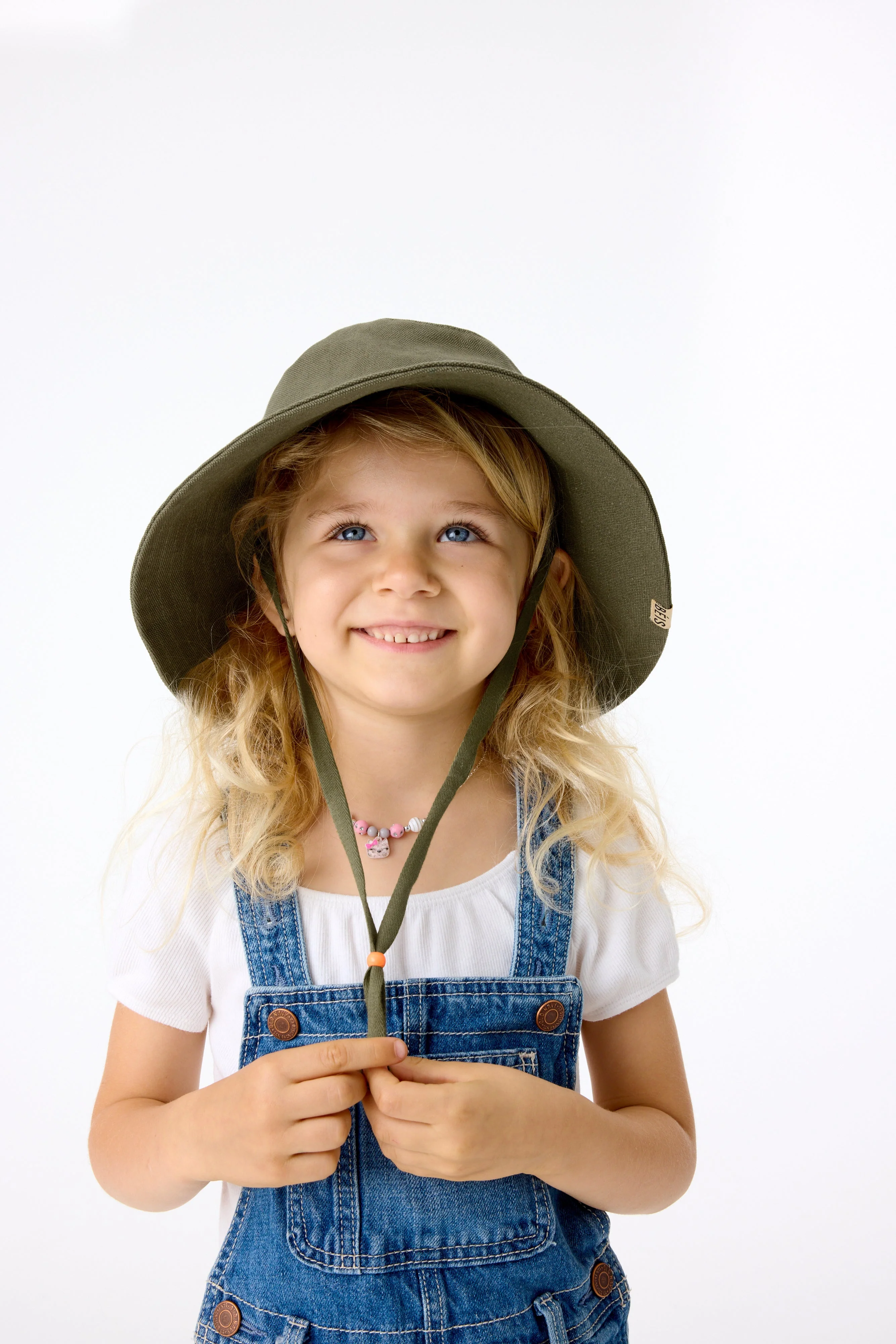 The Kids Wide Brim Sun Hat in Olive - Image 3