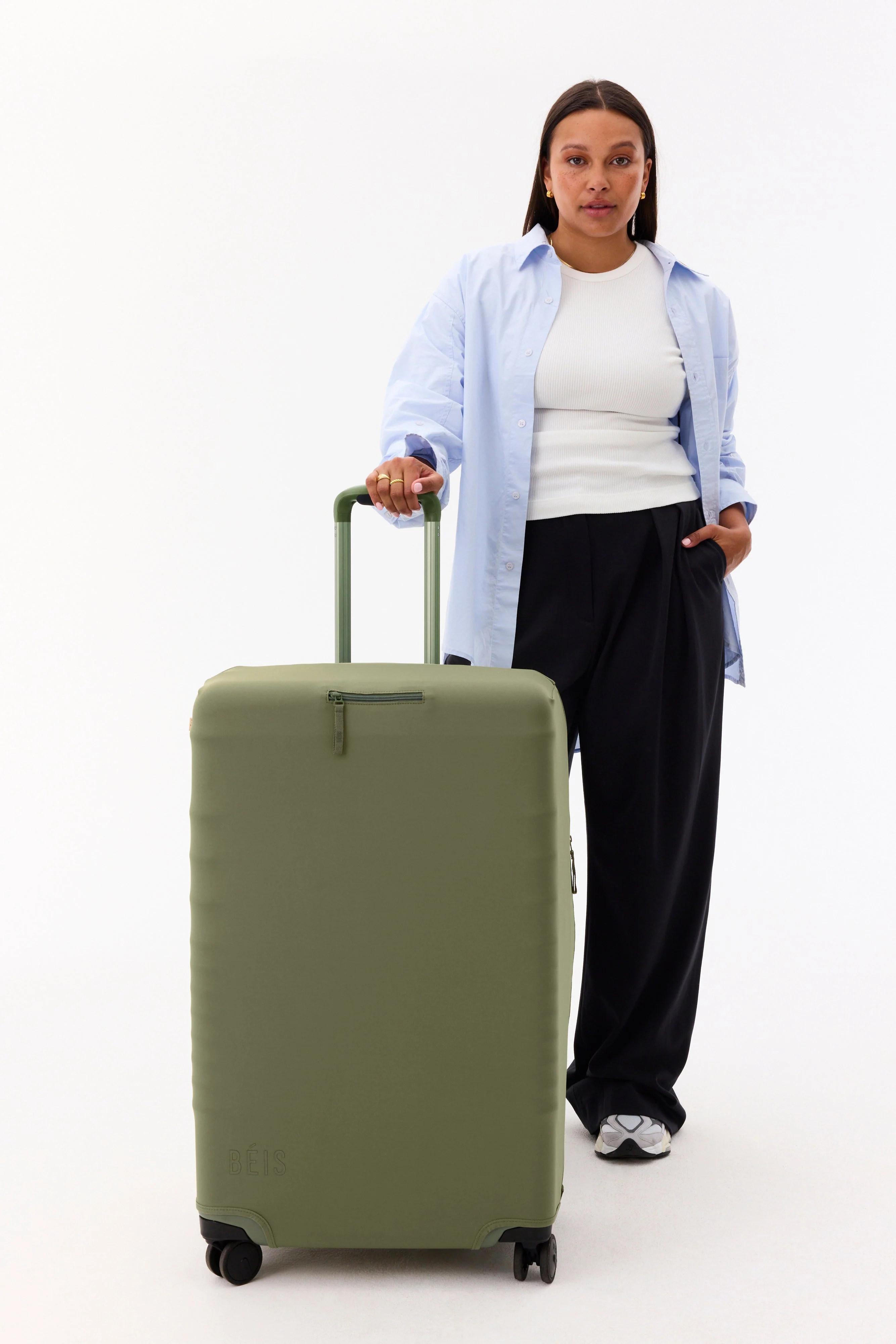 The Large Check-In Luggage Cover in Olive - Image 4