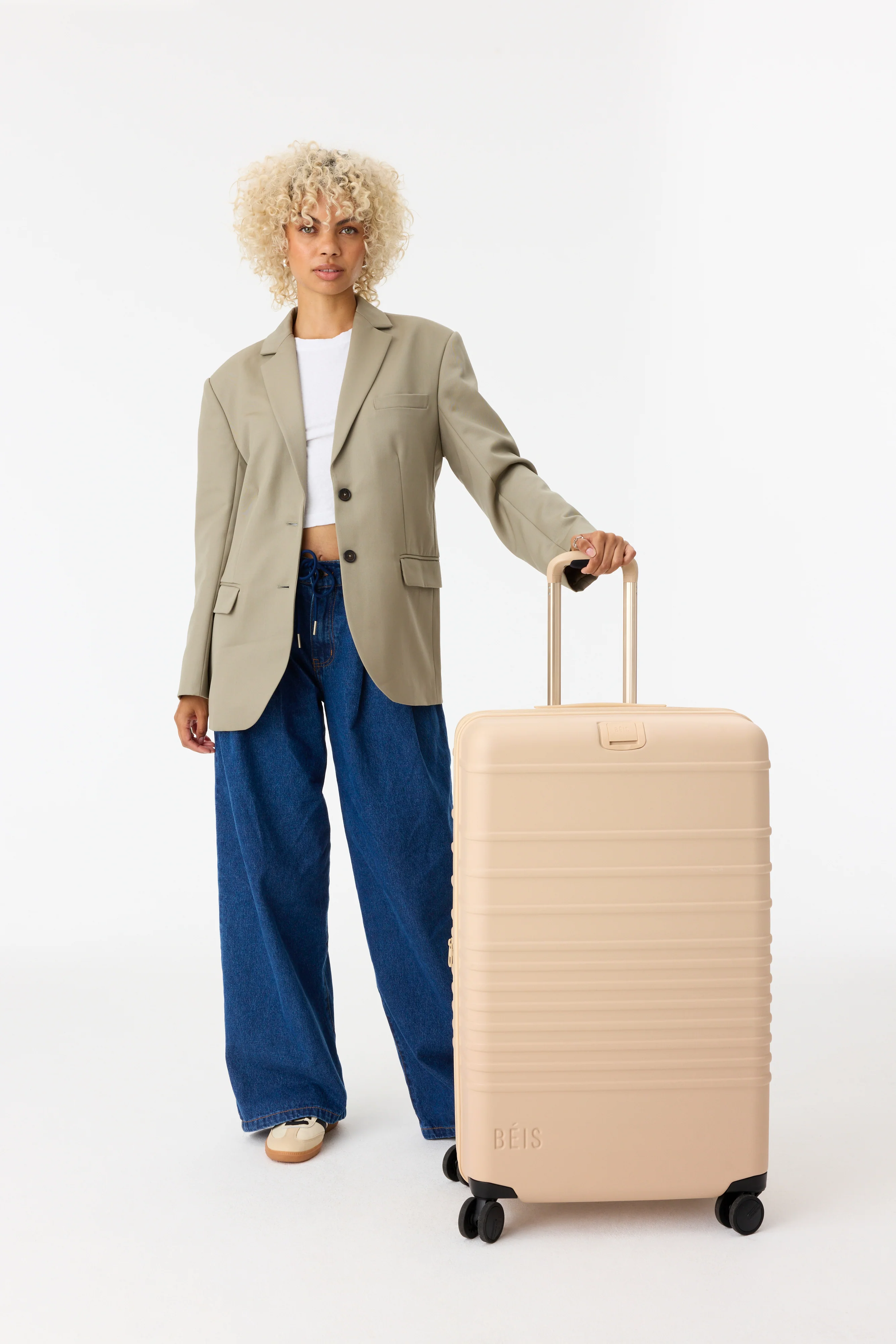 The Large Check-In Roller in Beige - Image 5