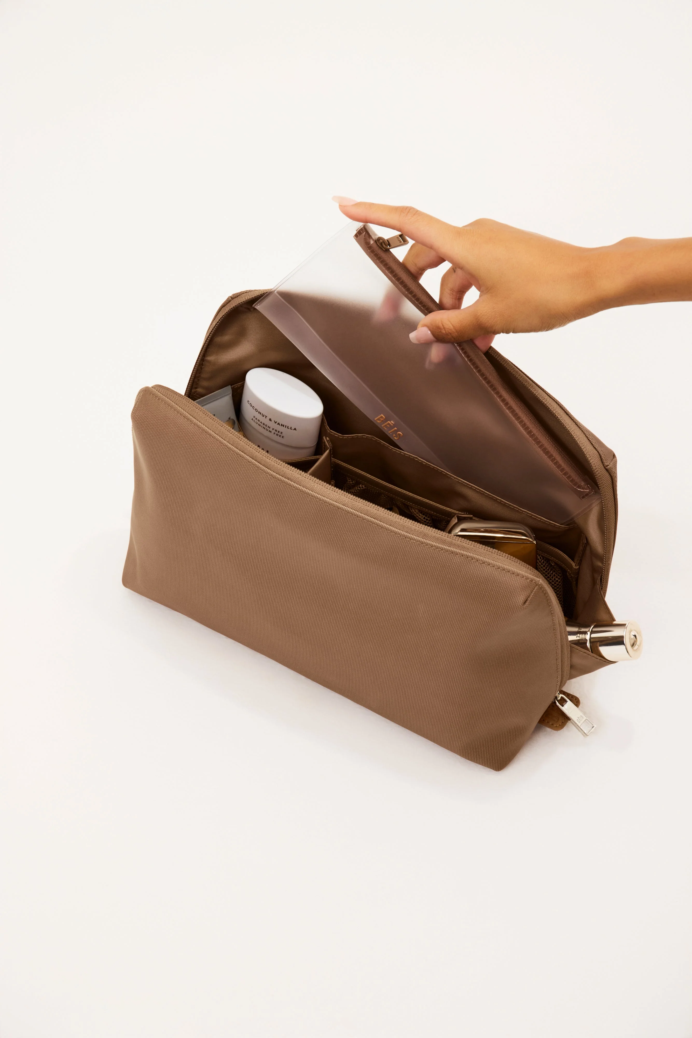 The Large Cosmetic Pouch in Camel - Image 4