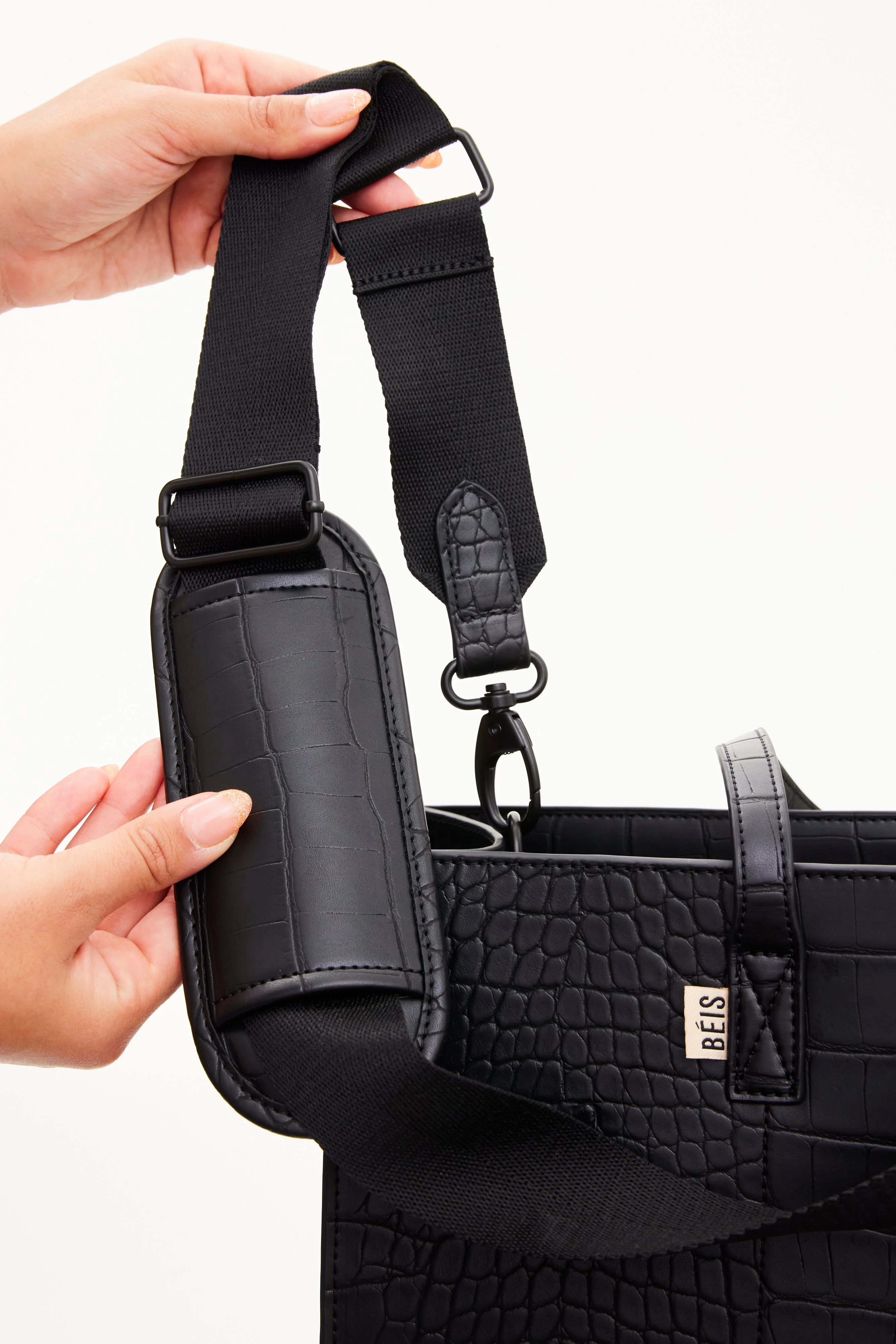 The Large Work Tote in Black Croc - Image 10