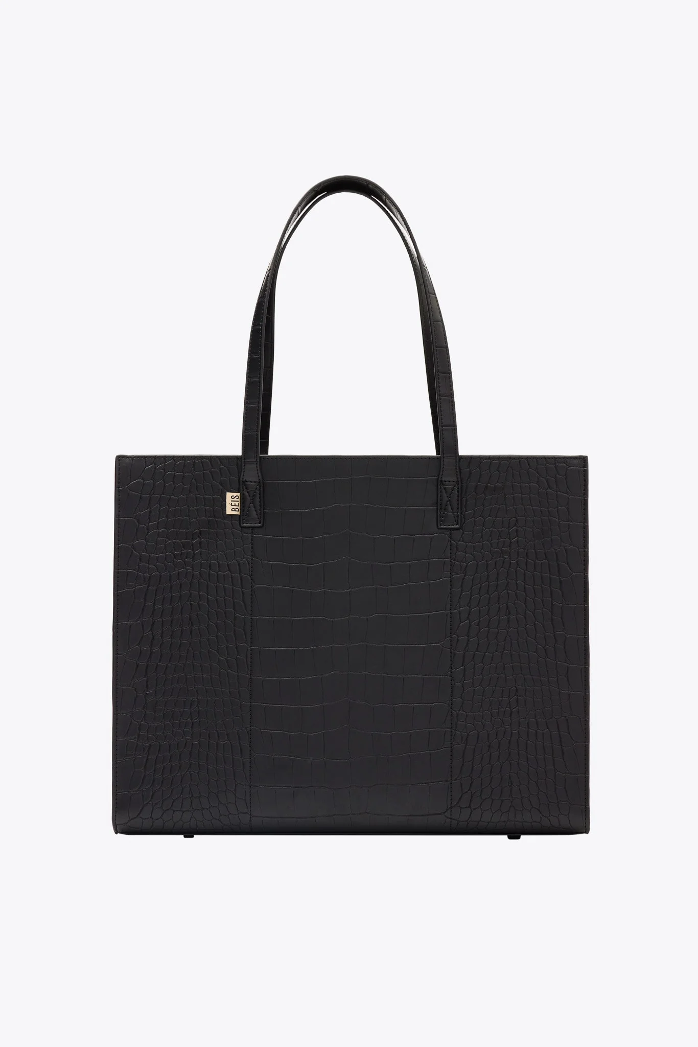The Large Work Tote in Black Croc - Image 13