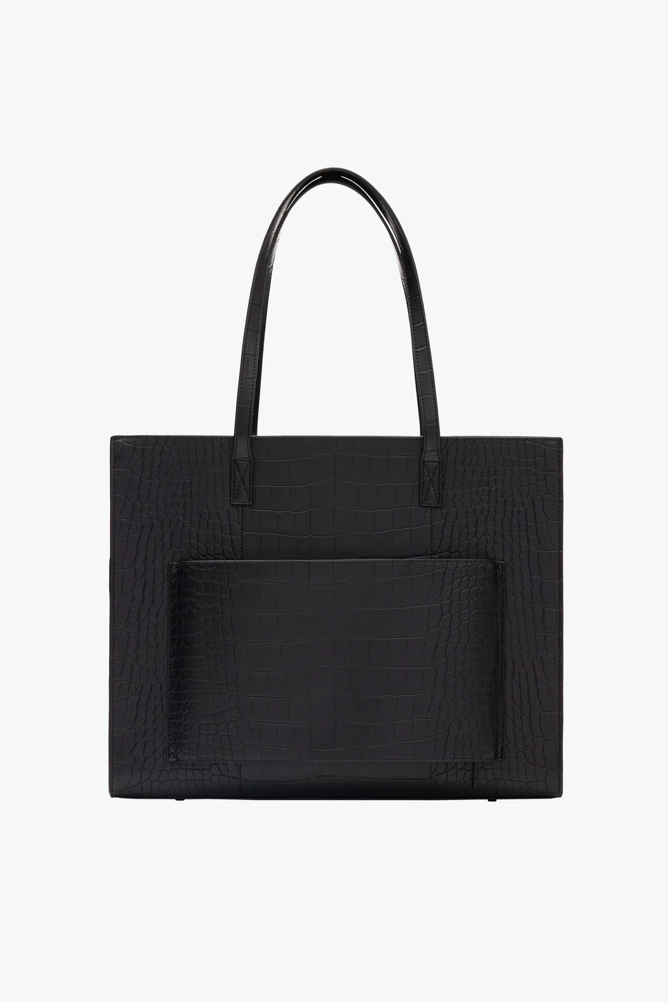 The Large Work Tote in Black Croc - Image 3