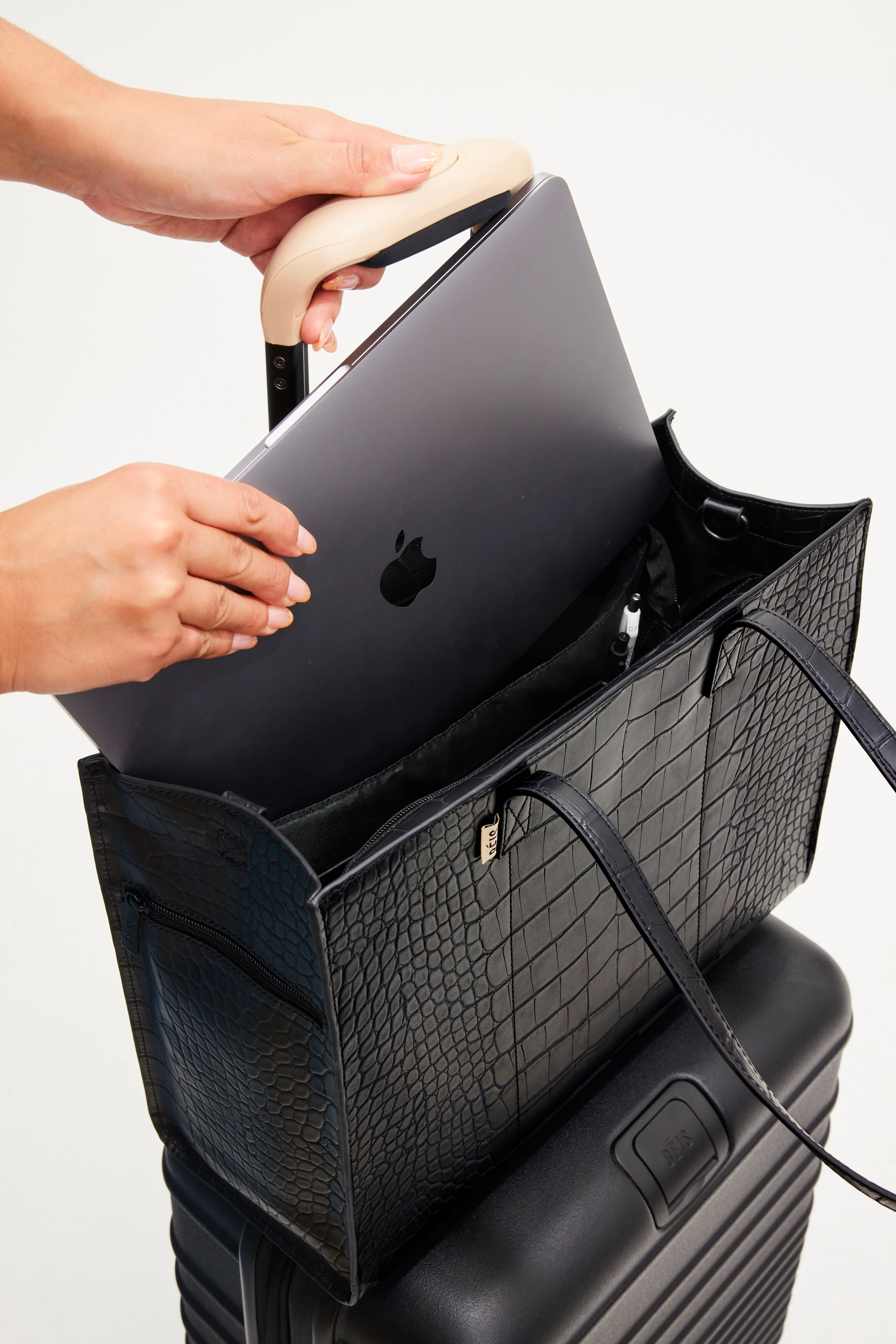 The Work Tote in Black Croc - Image 6