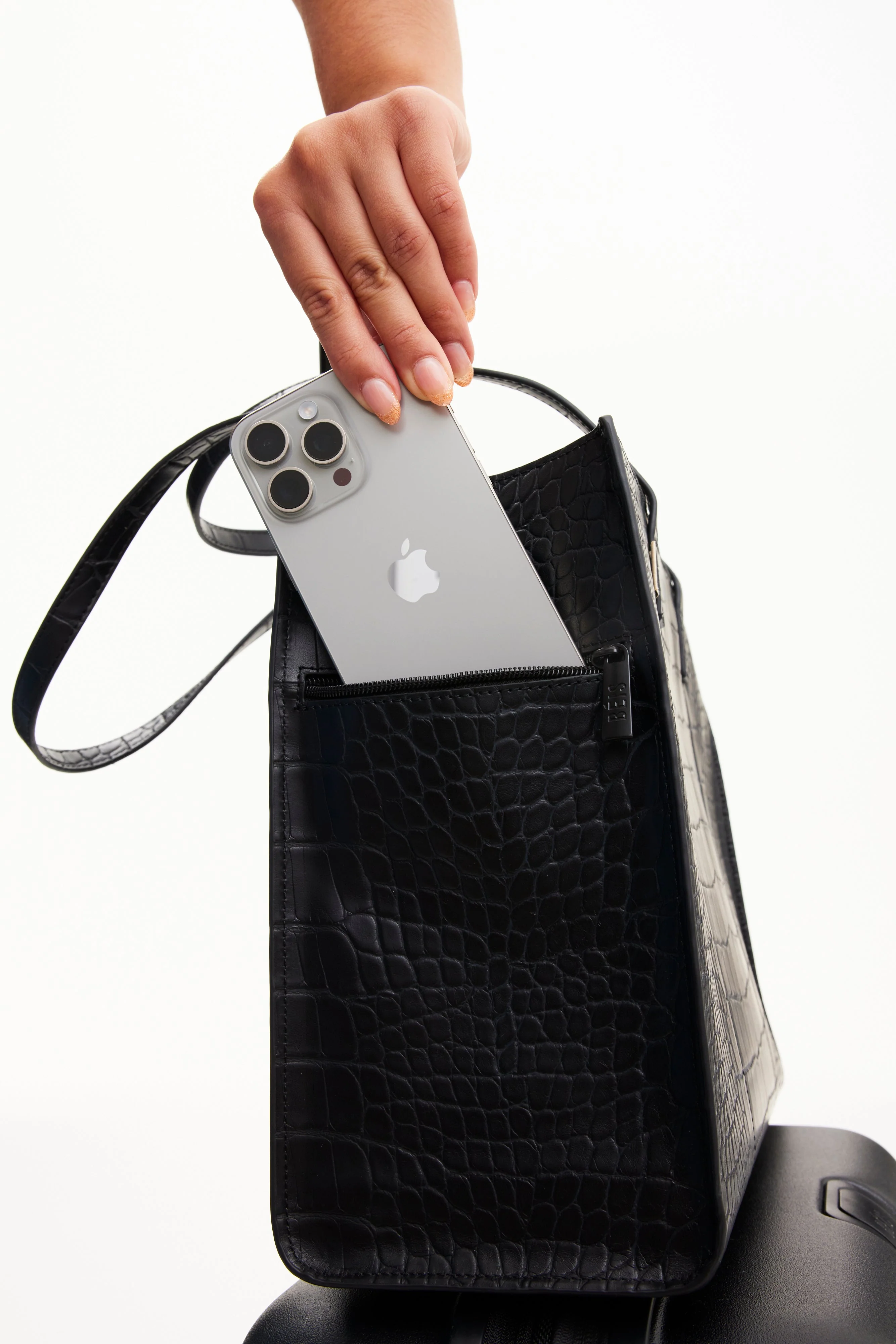 The Work Tote in Black Croc - Image 8